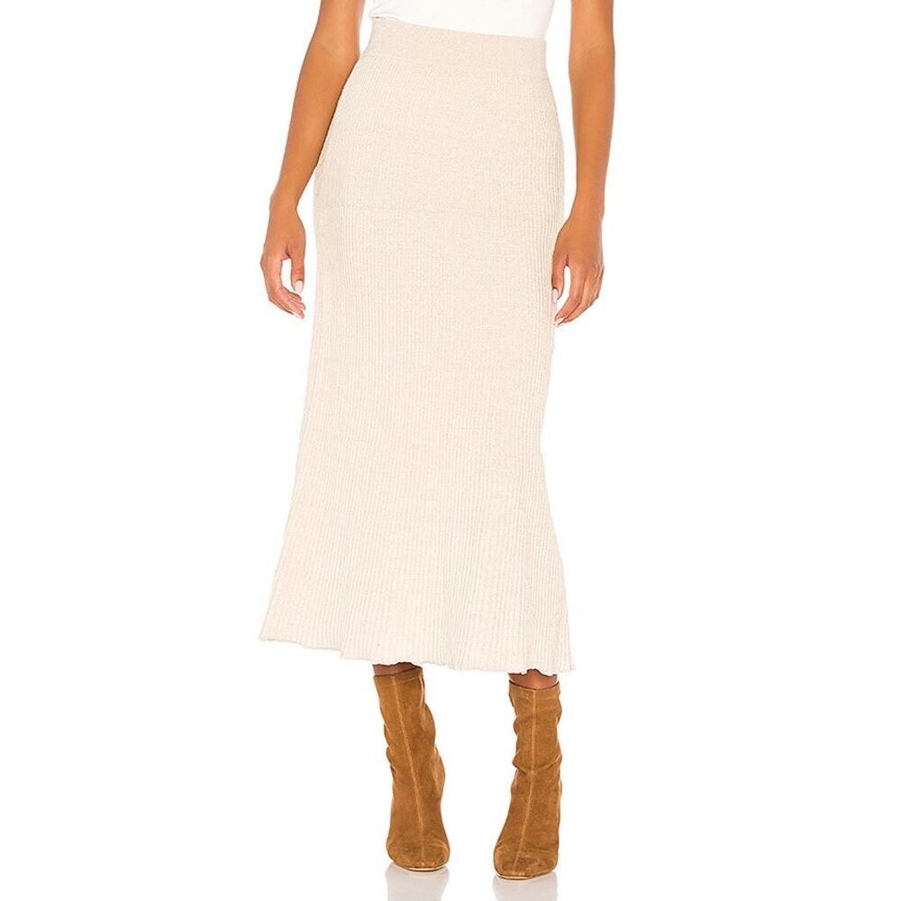 Free People Shine Bright Ribbed Metallic Knit Midi Maxi Skirt